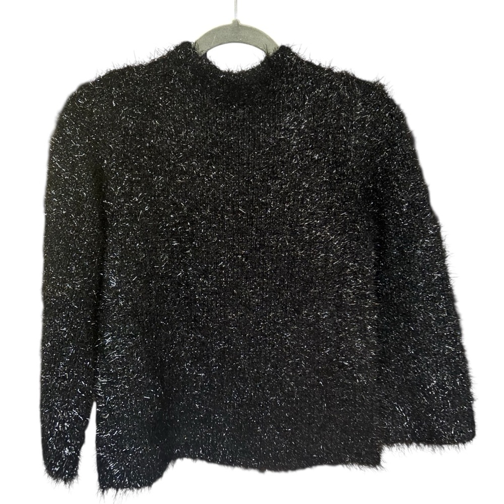 Tory Burch Black Tinsel Mock Neck Eyelash Knit Sweater – S - Picture 5 of 12